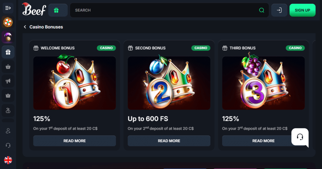 beef casino bonuses