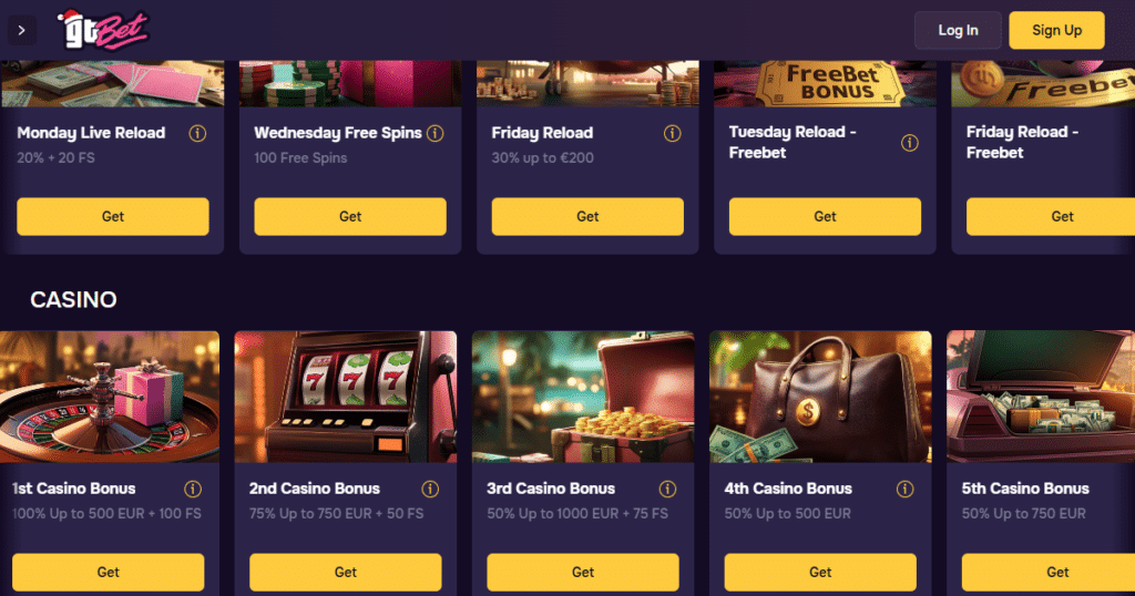gtbet casino bonuses