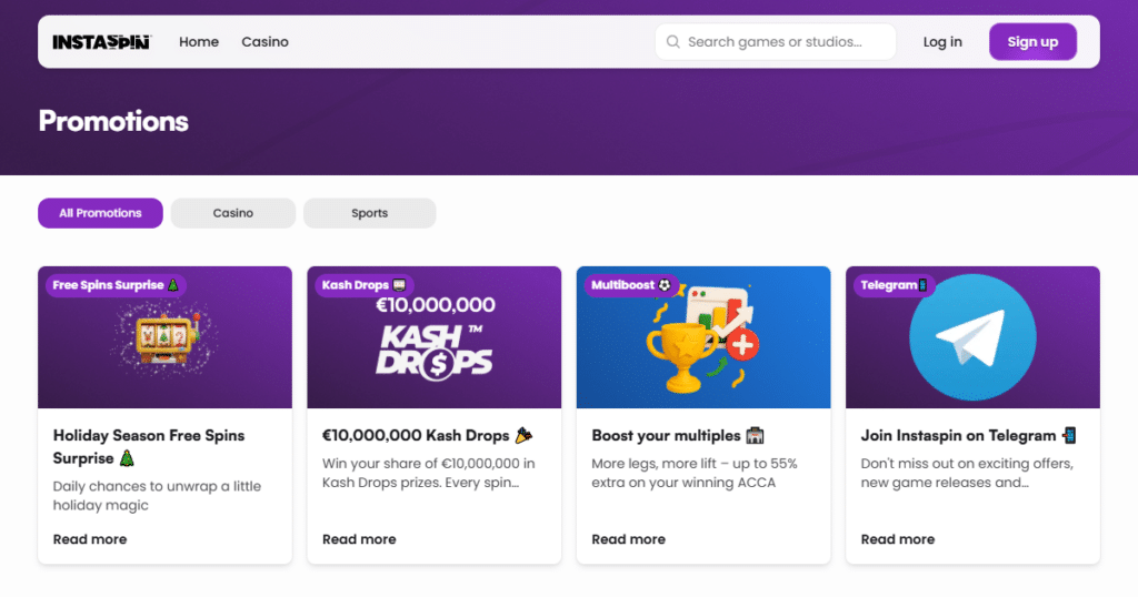 instasino casino bonuses