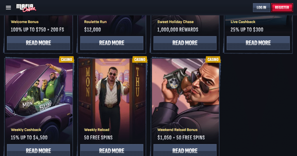 mafia casino bonuses