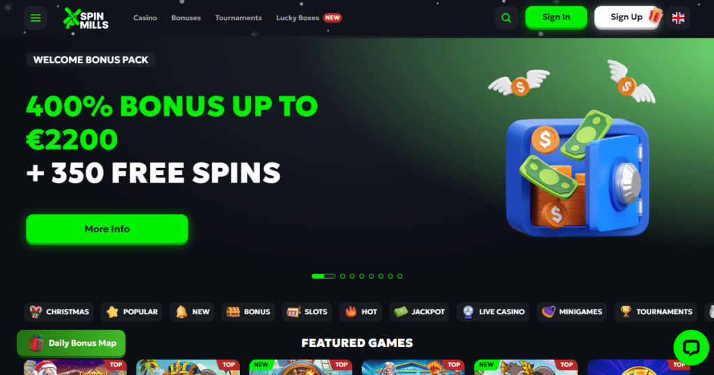 spinmills casino lobby