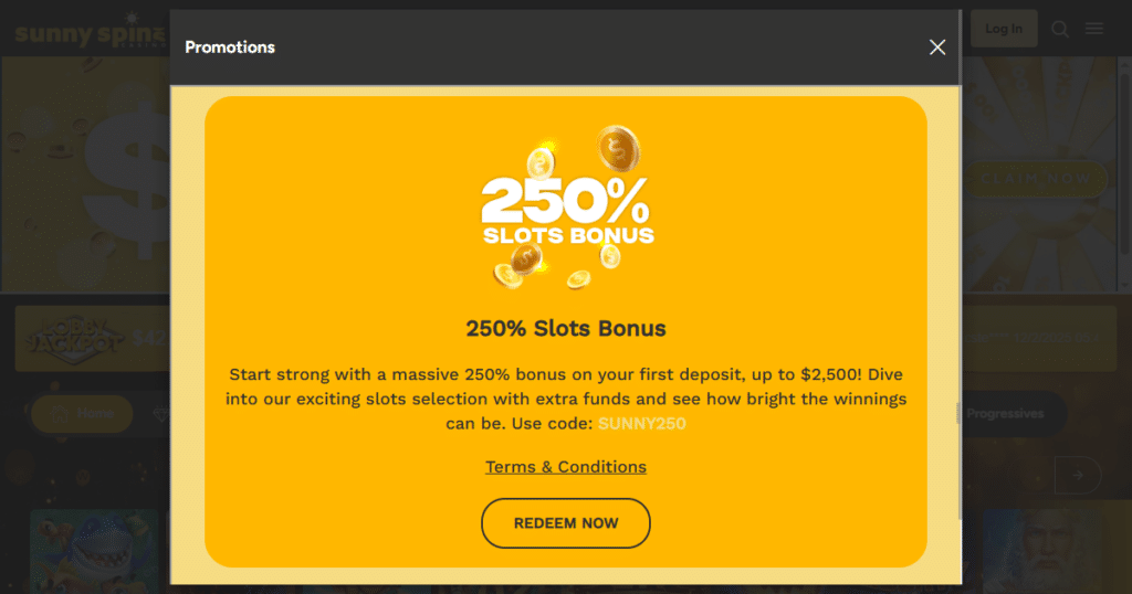 sunny spins casino bonuses