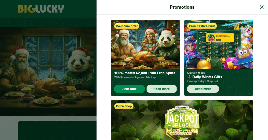 biglucky casino bonuses