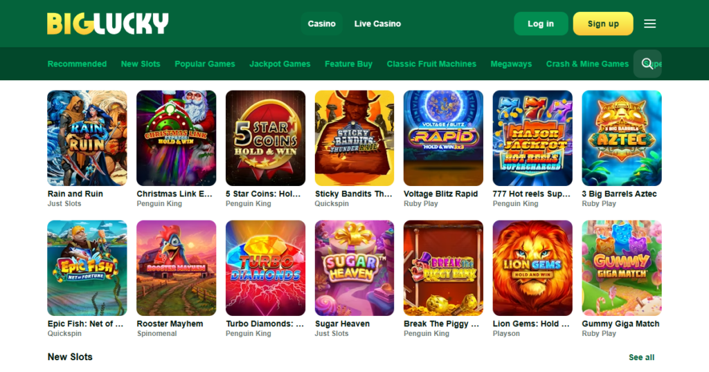 biglucky casino games