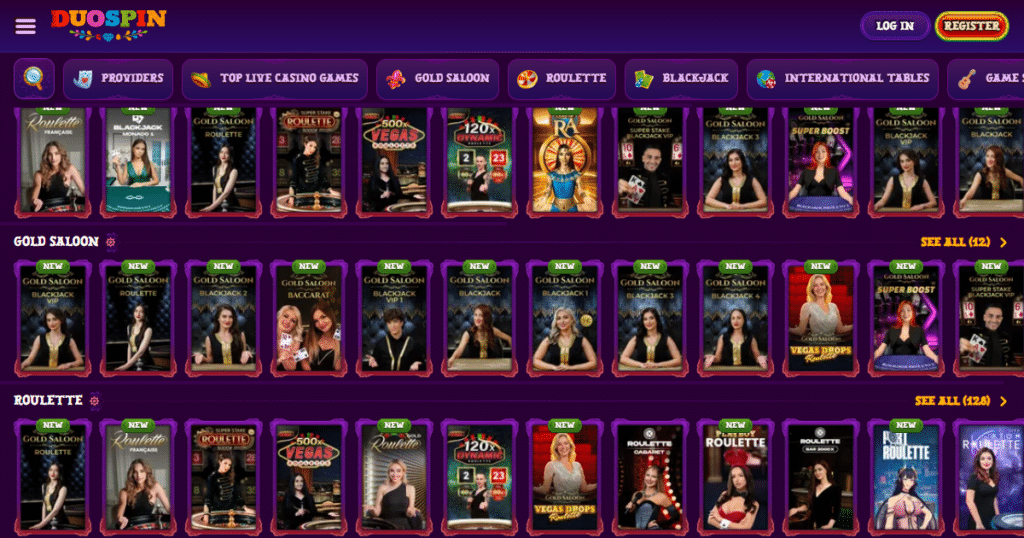 duospin casino live dealers