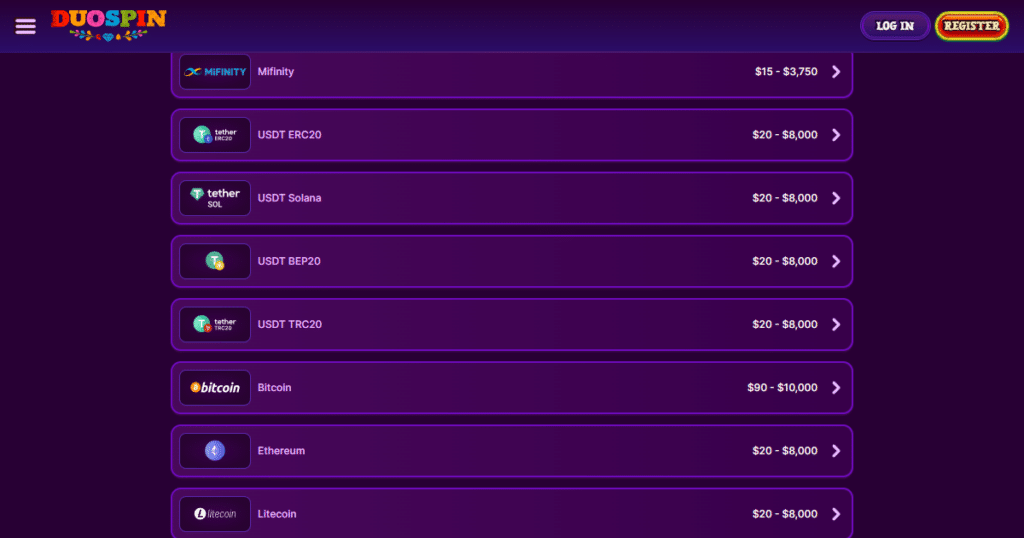duospin casino payments