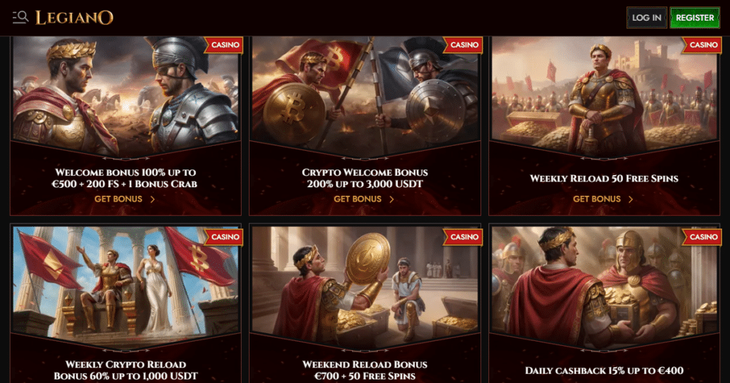 legiano casino bonuses