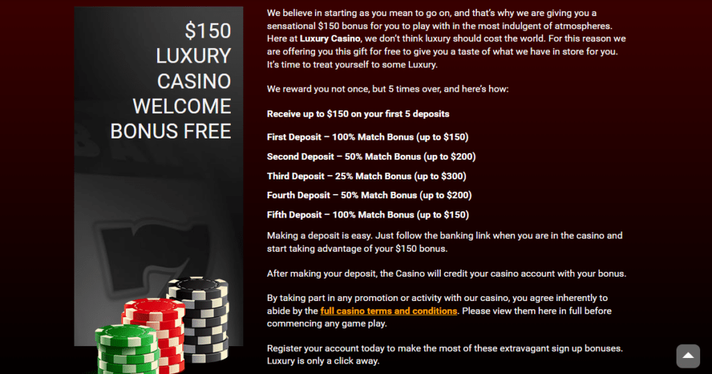 luxury casino bonuses