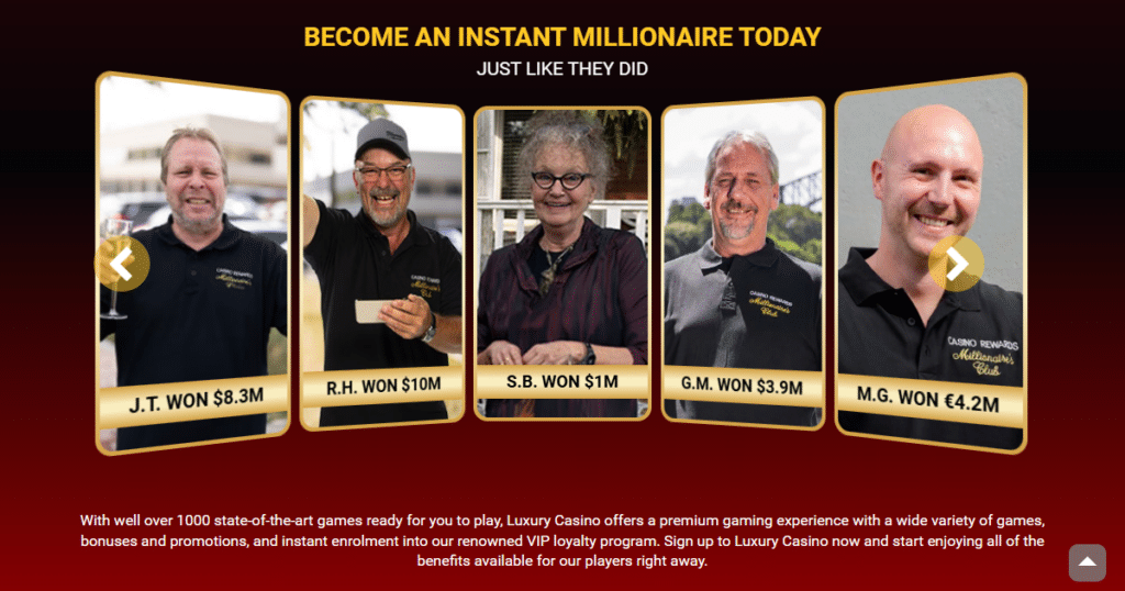 luxury casino top winners