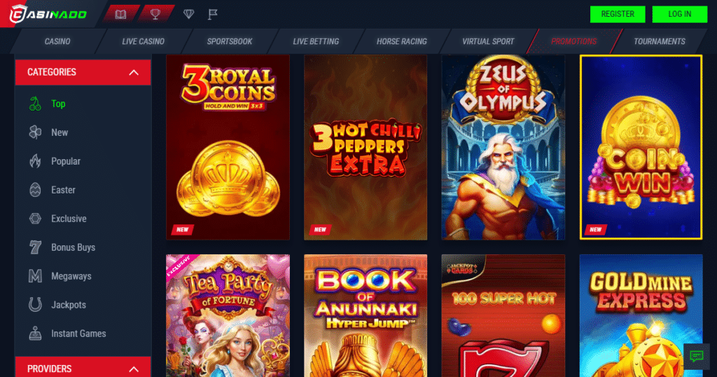 casinado casino games