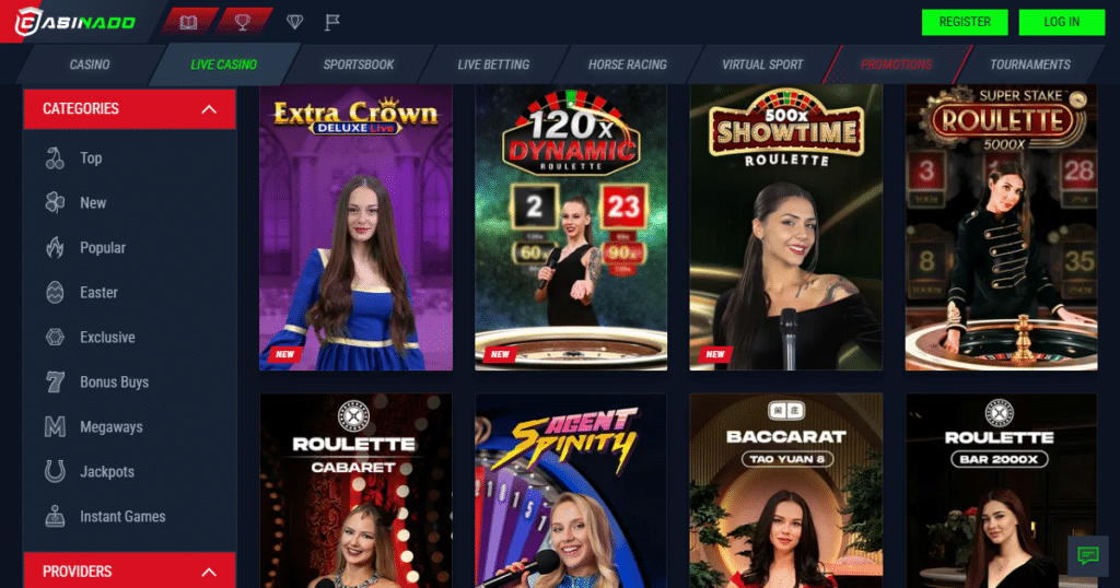 casinado casino live games