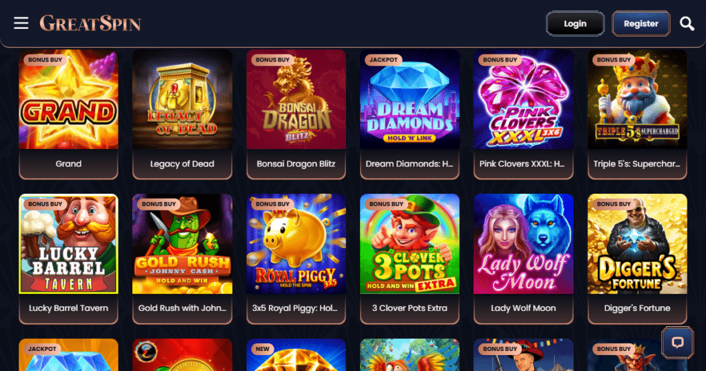 GreatSpin Casino 5 great spin casino slots