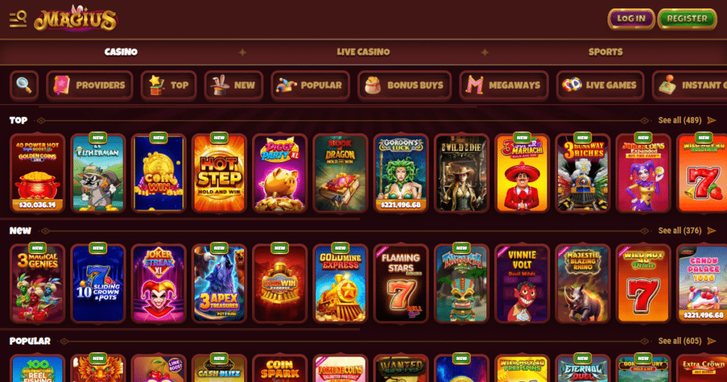 magius casino games