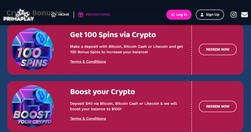 Primaplay Casino 3 primaplay casino crypto promo