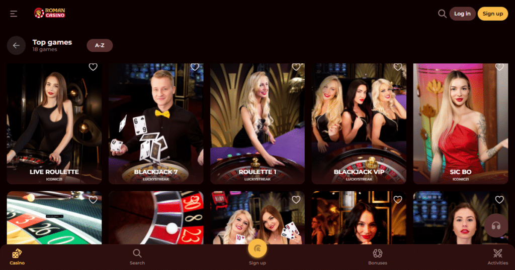 roman casino live games