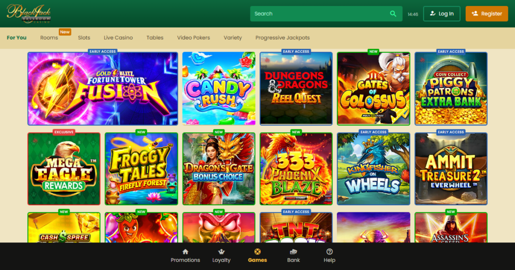 blackjack ballroom casino games