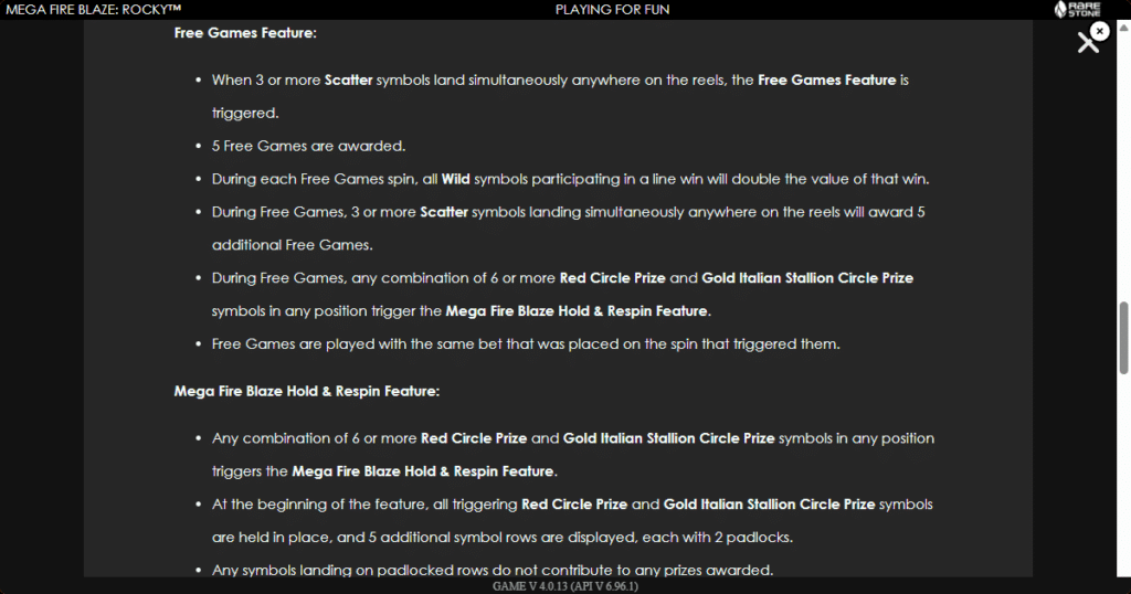 Mega Fire Blaze Rocky 8 mega fire blaze rocky playtech info